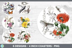 Bundle of six Vintage Round coaster sublimation designs.
