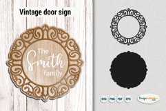 Vintage family door sing template | Laser cut design SVG Product Image 2