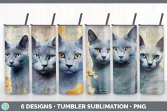 Bundle of six Decoupage Russian Blue Cats Tumbler designs.