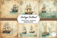 Vintage Sailboat Sublimation Shabby Chic Backgrounds Product Image 1