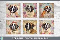 Bundle of six Decoupage Saint Bernards Paper Backgrounds designs.