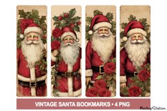 Vintage Santa Bookmarks PNG Printable | Retro Christmas Product Image 1