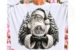 Vintage Santa Christmas Snow Globe PNG | Black & White Winte Product Image 2