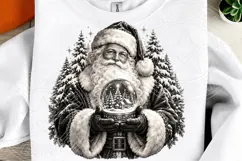Vintage Santa Christmas Snow Globe PNG | Black & White Winte Product Image 4