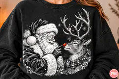 Vintage Christmas Santa Reindeer PNG | Santa Boop Png Product Image 1