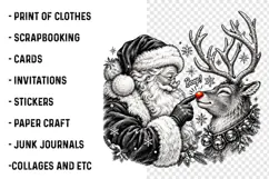 Vintage Christmas Santa Reindeer PNG | Santa Boop Png Product Image 3