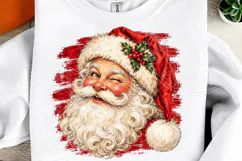 Vintage Santa Face Winking Christmas Santa Distressed PNG Product Image 2