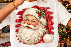 Vintage Santa Face Winking Christmas Santa Distressed PNG Product Image 3