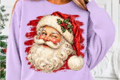 Vintage Santa Face Winking Christmas Santa Distressed PNG Product Image 5