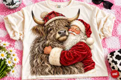 Santa & Highland Cow Christmas PNG | Heartwarming Holiday Product Image 1