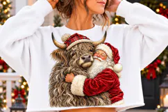 Santa & Highland Cow Christmas PNG | Heartwarming Holiday Product Image 2