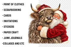 Santa & Highland Cow Christmas PNG | Heartwarming Holiday Product Image 3