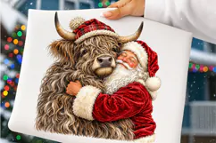 Santa & Highland Cow Christmas PNG | Heartwarming Holiday Product Image 4
