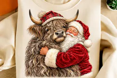 Santa & Highland Cow Christmas PNG | Heartwarming Holiday Product Image 5