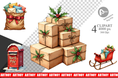 Vintage Santa&#039;s Mailbag Clipart Product Image 1