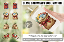 Vintage Santa's Mailbag Glass Can Product Image 1