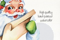 Watercolor Santa Claus clipart Vintage santa PNG wreath Product Image 4