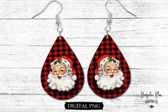 Vintage Santa Christmas Sub Red Plaid Teardrop Earring Product Image 1