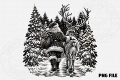 Vintage Santa & Reindeer Christmas PNG Product Image 2