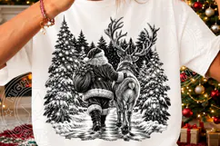 Vintage Santa & Reindeer Christmas PNG Product Image 3