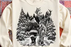 Vintage Santa & Reindeer Christmas PNG Product Image 4
