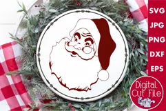 Vintage Santa Claus Christmas Round Sign Svg Product Image 1