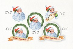 Watercolor Santa Claus clipart Vintage santa PNG wreath Product Image 2