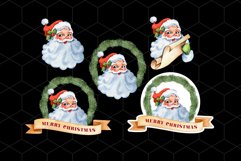 Watercolor Santa Claus clipart Vintage santa PNG wreath Product Image 3