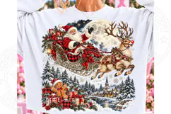 Vintage Santa Sleigh Christmas PNG | Moonlit Winter Wonderla Product Image 1