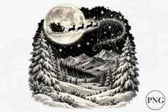 Vintage Santa Sleigh Christmas PNG | Moonlit Winter Wonderla Product Image 1