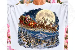 Vintage Santa Sleigh Christmas PNG | Moonlit Winter Wonderla Product Image 2