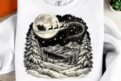 Vintage Santa Sleigh Christmas PNG | Moonlit Winter Wonderla Product Image 4