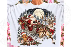 Vintage Santa Sleigh & Reindeer PNG | Moonlit Christmas Wond Product Image 1