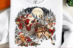 Vintage Santa Sleigh & Reindeer PNG | Moonlit Christmas Wond Product Image 2