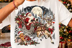 Vintage Santa Sleigh & Reindeer PNG | Moonlit Christmas Wond Product Image 3