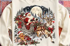 Vintage Santa Sleigh & Reindeer PNG | Moonlit Christmas Wond Product Image 4