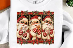 Vintage Santa Trio PNG | Sunglasses & Buffalo Plaid Christma Product Image 2