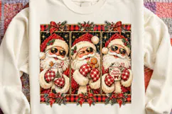 Vintage Santa Trio PNG | Sunglasses & Buffalo Plaid Christma Product Image 4