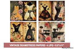 Victorian Seamstress Junk Journal Pages | Fashion Printable Product Image 1