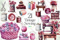 Vintage Sewing Sublimation Clipart Product Image 1