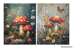 Vintage Mushrooms Junk Journal Pages | Shabby Mixed Media Product Image 3