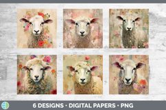 Bundle of six Decoupage Sheep Paper Backgrounds designs.