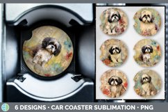Bundle of six Decoupage Shih Tzu Car Coaster designs.