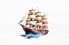Vintage Ship Watercolor Sublimation Clipart Product Image 3