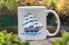 Embroidery Sailing Ship Watercolor Clipart Bundle Product Image 6