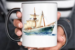 Vintage Ship Watercolor PNG Clipart Product Image 2