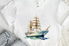 Vintage Ship Watercolor PNG Clipart Product Image 2