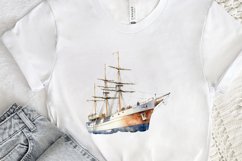 Vintage Ship Watercolor PNG Clipart Product Image 2
