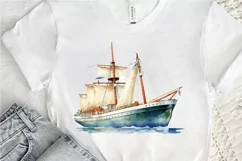 Vintage Ship Watercolor PNG Clipart Product Image 3