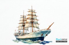 Vintage Ship Watercolor PNG Clipart Product Image 1